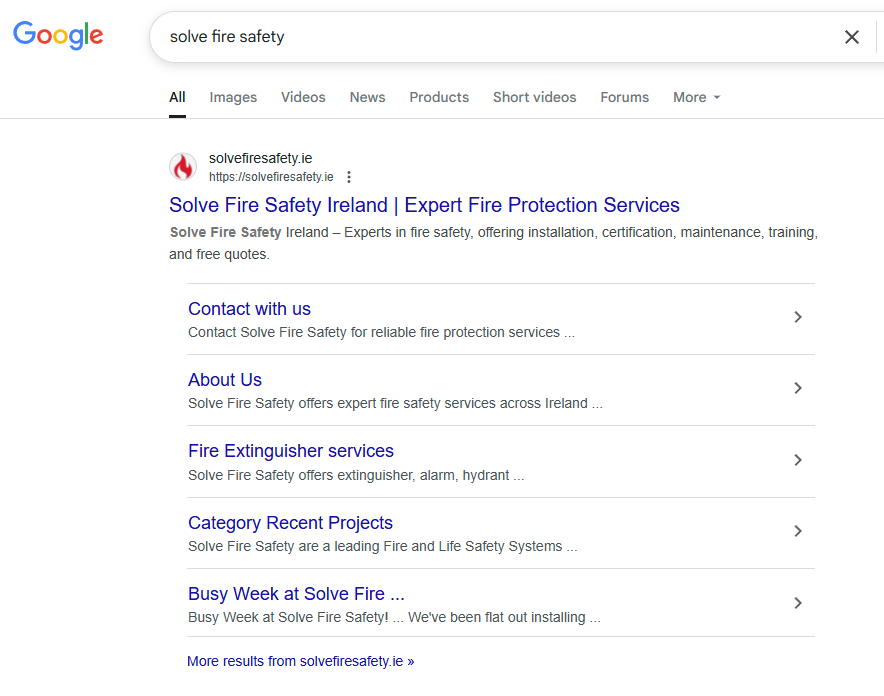 A screenshot of a top Google search result showing a well-optimized website with sitelinks, a clear title, and a meta description.